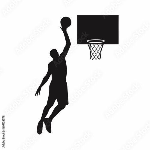 Basketball Player Layup Silhouette