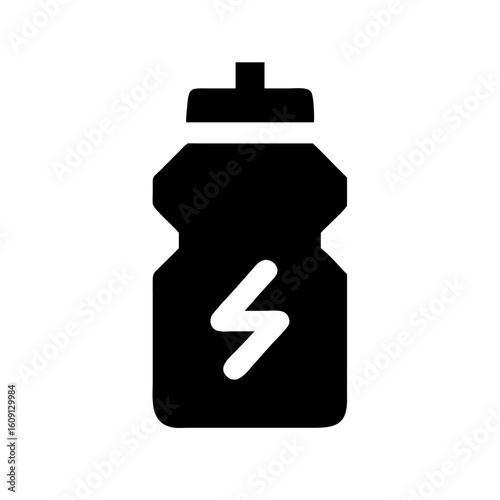 Black protein shake bottle vector illustration for fitness nutrition and energy drink concept design