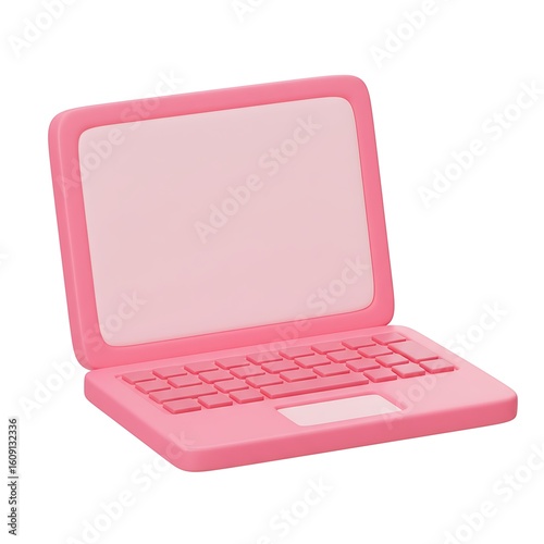 3D pink laptop with closed screen