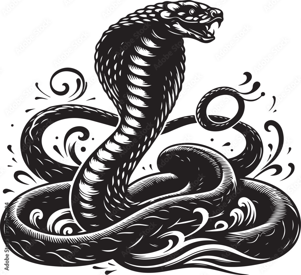 Fototapeta premium King cobra vector illustration, king cobra silhouette vector illustration