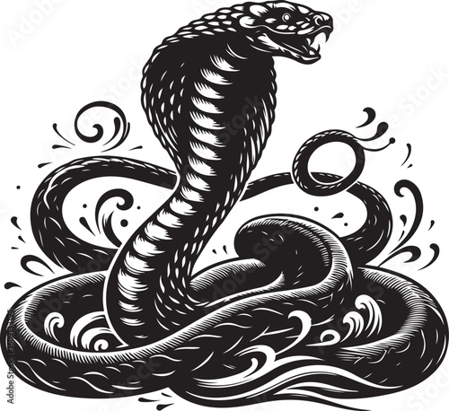 King cobra vector illustration, king cobra silhouette vector illustration 