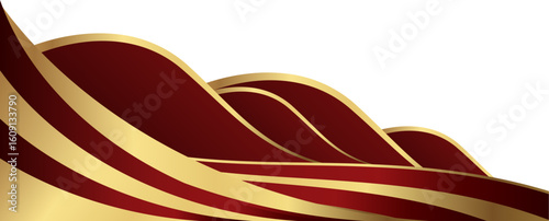 Luxury Red and Gold Wave Corner Design