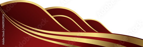 Luxury Red and Gold Wave Corner Design