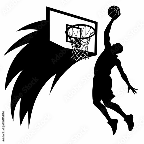 Basketball Player Slam Dunk with Motion Effect