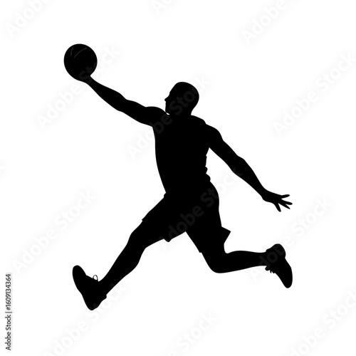 Basketball Player Layup Jump Silhouette
