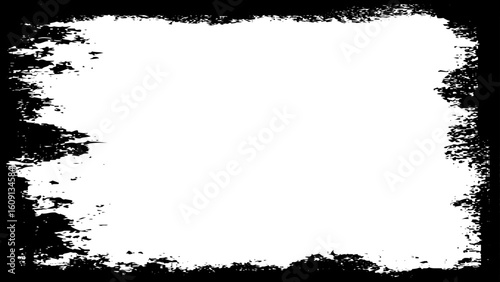 Rough black painted border on white stock photo