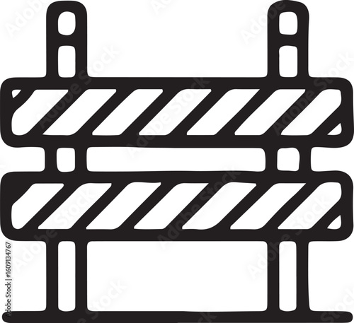 Black and white simple illustration of a traffic barrier
