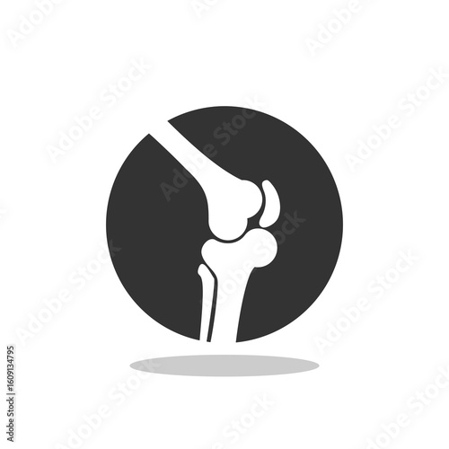 Knee joint icon with shadow