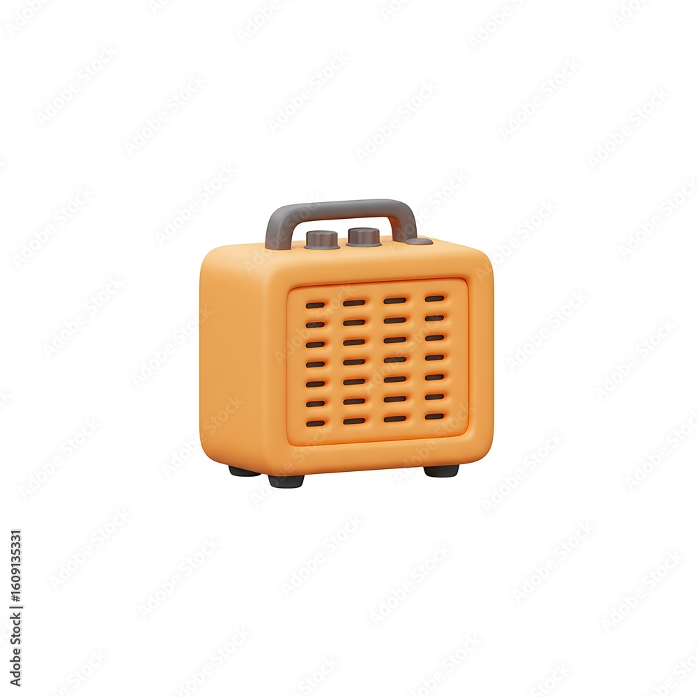 Fototapeta premium 3D Orange Portable Radio