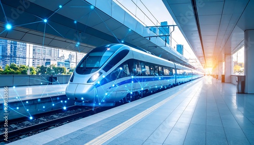 Modern high-speed train at station