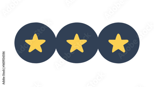 Three star rating review system vector graphic for feedback and customer satisfaction evaluation concept design