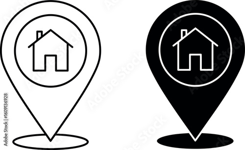 House location pin icons outline solid