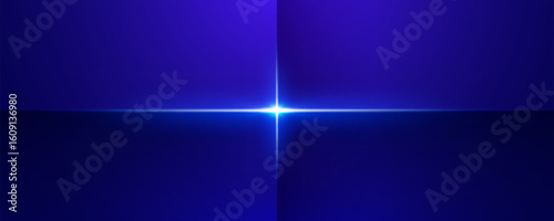 Abstract blue background with glowing cross and central light