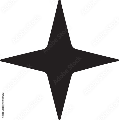 Black four point star shape on white background geometric shape