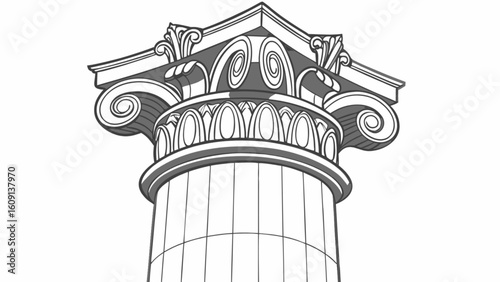 Ionic column capital drawing vector illustration greek architecture ancient building design element historical monument
