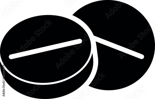 Two black pills with white line