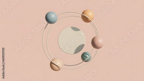 Soft pastel easter eggs arranged in a circle with delicate string