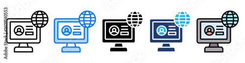 Online presence icon set multiple style collection