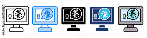 Digital footprint icon set multiple style collection