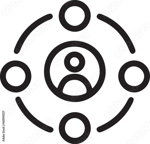 Human network connection icon with central person people