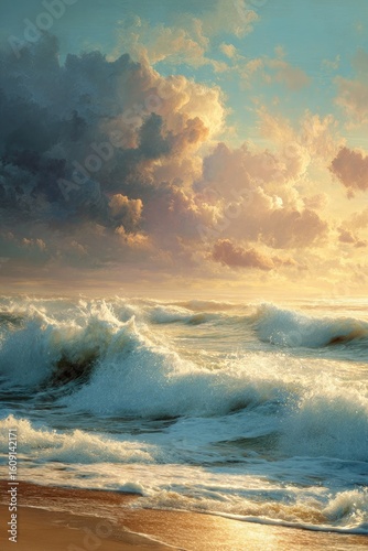 Dramatic sunset over a turbulent ocean