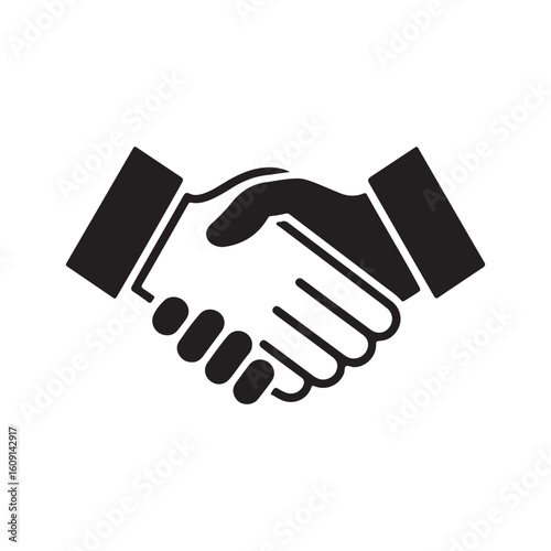 Silhouette icon illustration of a handshake above a hand