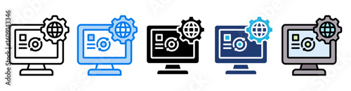 Internet Service icon set multiple style collection