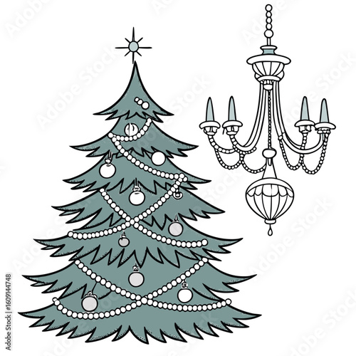 luxurious sparkling crystal chandelier christmas tree with brilliant drops, an opulent centerpiece.