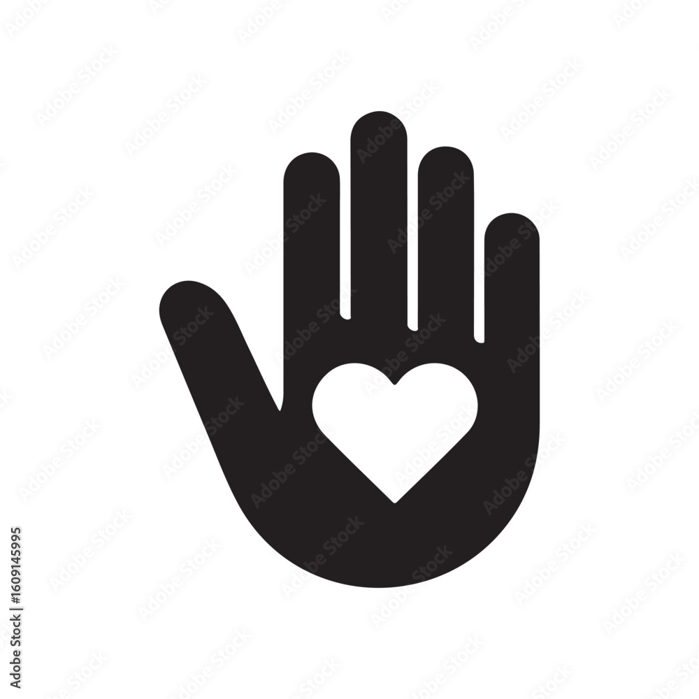 custom made wallpaper toronto digitalSilhouette icon illustration of a heart in a hand