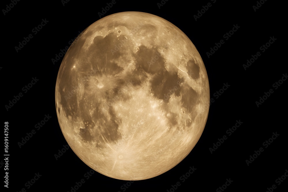 Naklejka premium Close up of the full moon with visible craters and surface details celestial space
