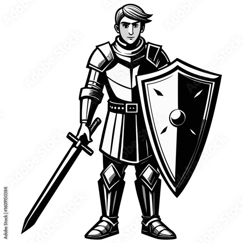Heroic young knight character in a modern cartoon or graphic novel style.