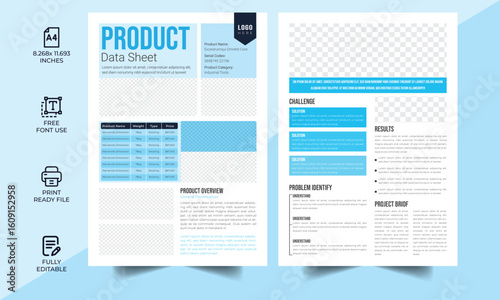 Technical Data Sheet layout template. Product Catalogue & modern a4 product catalog design template, Minimalist product brochure template design, A4 flyer, corporate flyer, business flyer, 