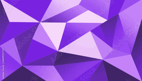 Abstract low poly background design featuring various shades of purple triangles