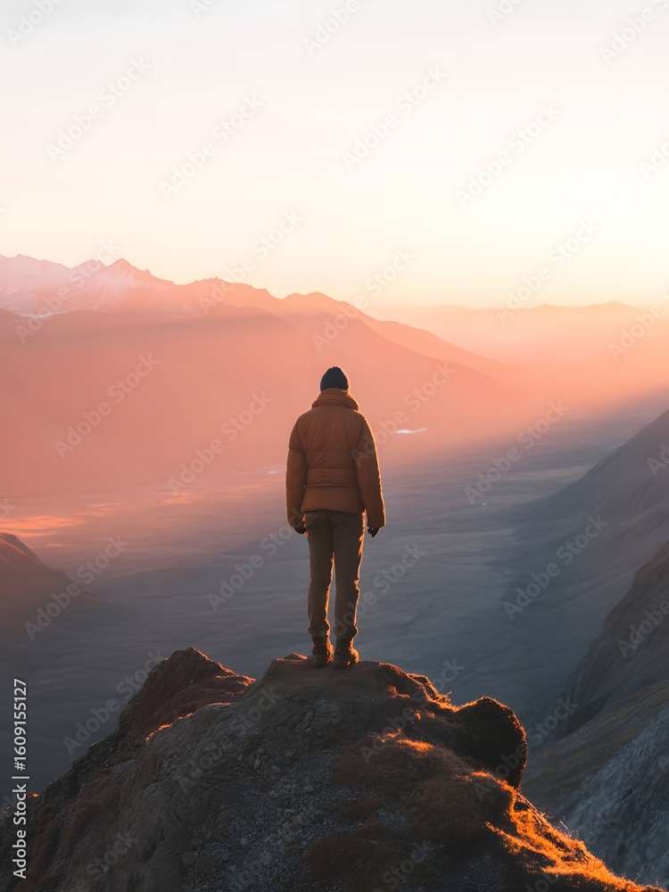 Fototapeta premium Man on the top of the mountain