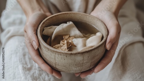 Woman Dyeing Fabric with Dried Flowers,  Sustainable Craft, Natural Pigments, Conscious Consumption and Frugal Living