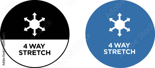 Set of 4 Way Stretch Vector Icons with Arrow Symbol in Black and Blue