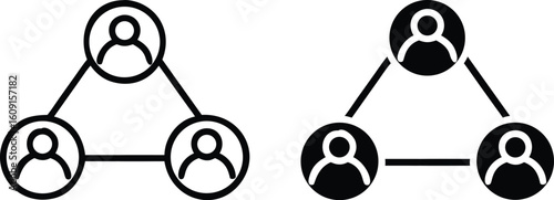 Teamwork Connection Icons – Black and White People Network Vector Silhouette Design