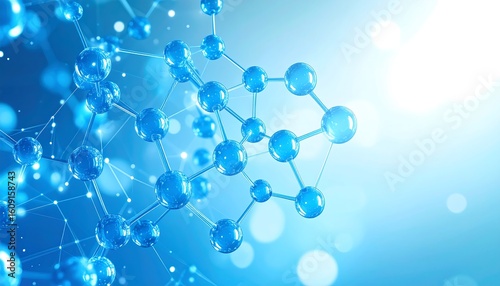Abstract molecular structure in vibrant blue