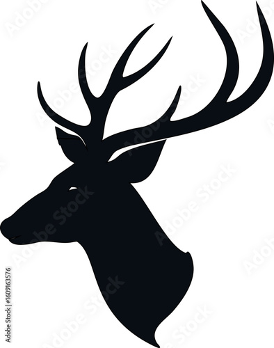 Elegant deer silhouette icon in profile view, great for adventure labels, eco-branding, and wildlife illustrations.