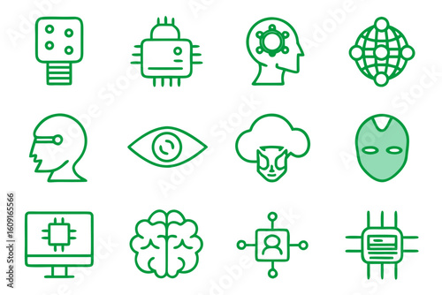 Editable line icons for artificial intelligence agents and technology