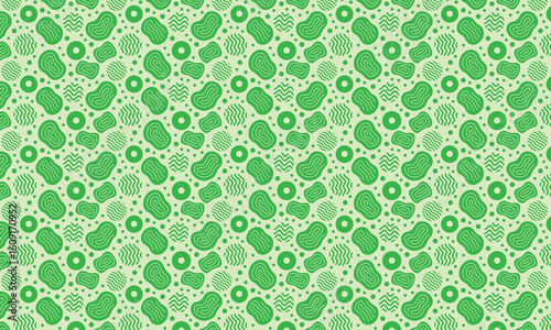 Seamless pattern, irregular squiggle lines and abstract shape vector art illustration