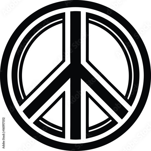Classic Black and White Peace Sign Symbol