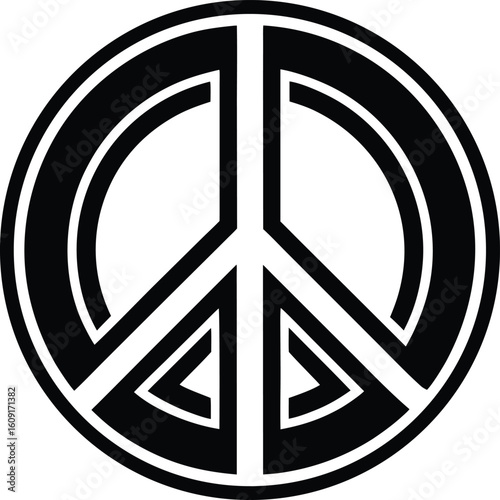 Bold Black and White Peace Symbol Icon