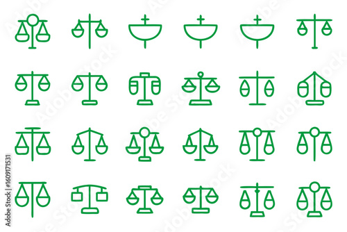 Scalable line art icons for balance and equilibrium concepts