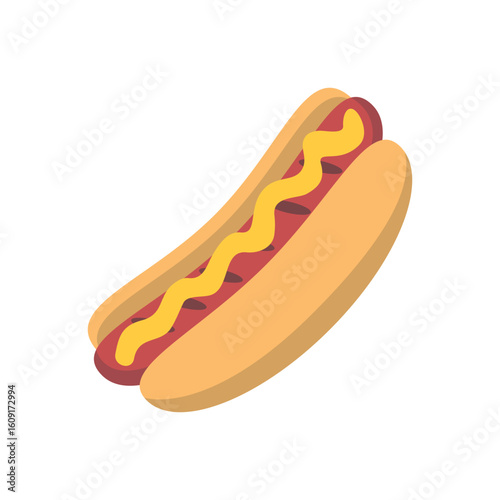 Illustration of Delicious Hot Dog Illustration: Vibrant Food Graphic for Menus & Websites vector
