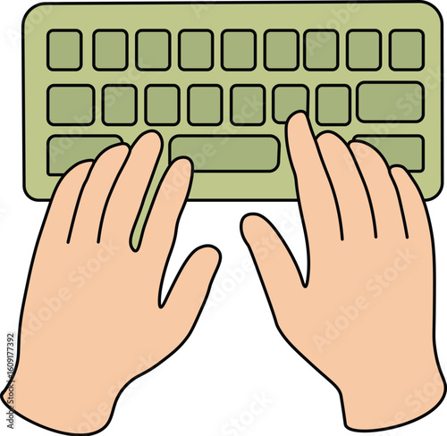  Hands Typing on Keyboard Flat Vector Illustration