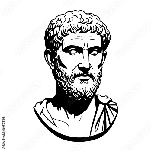 Emperor Septimius Severus of Rome vector illustration. simple black and white vector portrait of roman emperor Septimius Severus. Line drawing of Lucius Septimius Severus