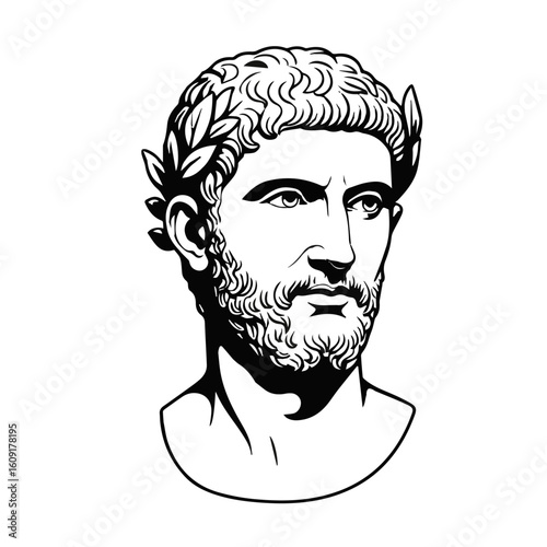 Emperor Septimius Severus of Rome vector illustration. simple black and white vector portrait of roman emperor Septimius Severus. Line drawing of Lucius Septimius Severus