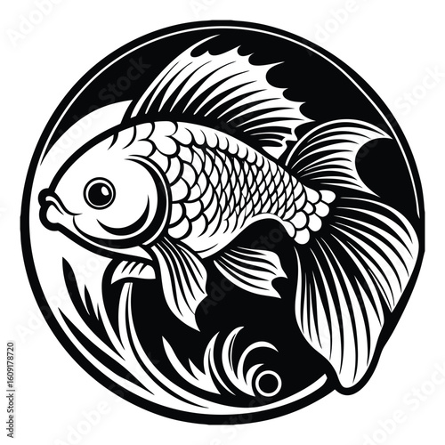 Fishing logo. Bass fish club emblem. Fishing theme vector illustration. Isolated on white Background	
