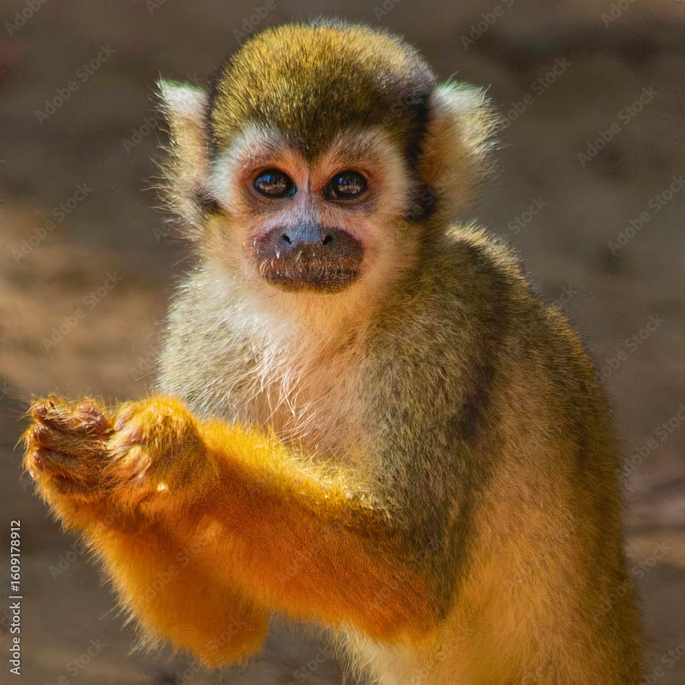 Obraz premium Squirrel Monkey with Clasped Hands